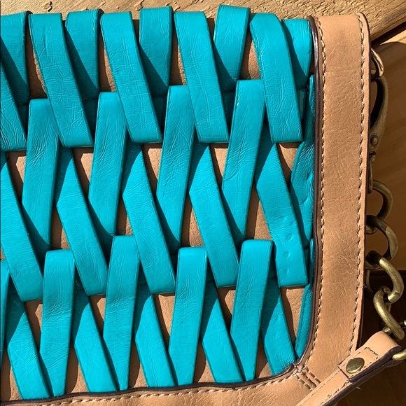 Nine West Unique Turquoise Woven ZigZag Handbag - Picture 2 of 8